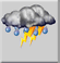 mostly cloudy -  thunder in the vicinity; Lightning observed
